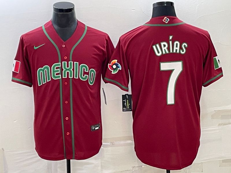 Men 2023 World Cub Mexico #7 Urias Red Nike MLB Jersey26->more jerseys->MLB Jersey